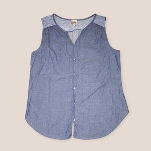 Como Vintage Womens Large Tunic Blouse Blue Denim